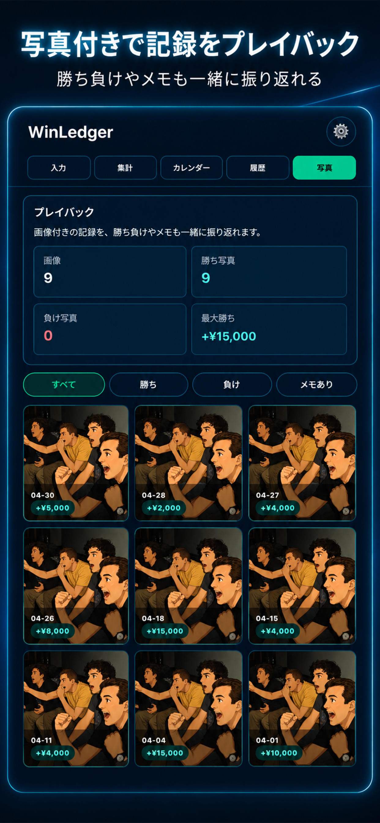 写真プレイバック画面